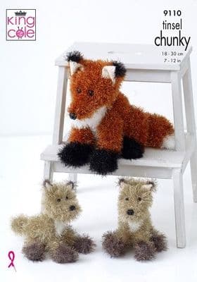 King Cole Tinsel FOX Knitting Pattern 9110