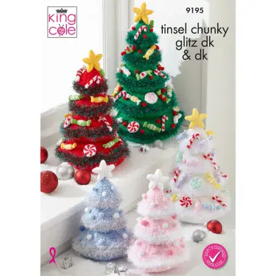 King Cole Tinsel & Glitz DK Christmas Trees Knitting Pattern 9195