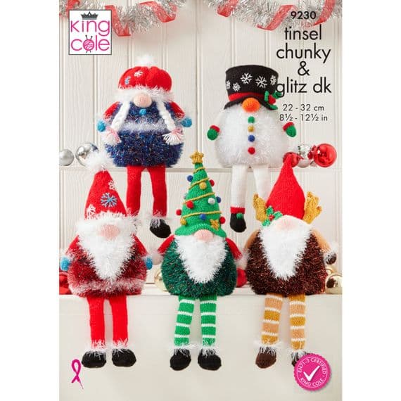 King Cole Tinsel & Glitz DK Gonks Knitting Pattern 9230