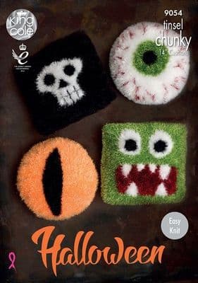 King Cole Tinsel Halloween CUSHIONS Knitting Pattern 9054