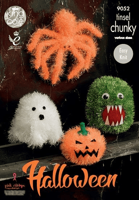 King Cole Tinsel Halloween MONSTERS Spider Ghost Pumpkin Knitting Pattern 9052
