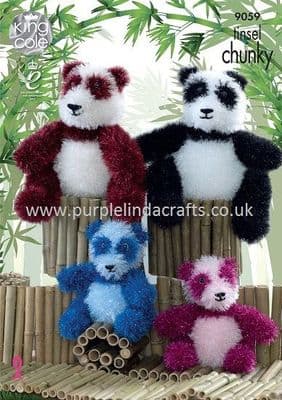 King Cole Tinsel PANDA Bear Knitting Pattern 9059