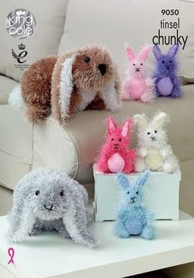 King Cole Tinsel RABBITS Knitting Pattern 9050