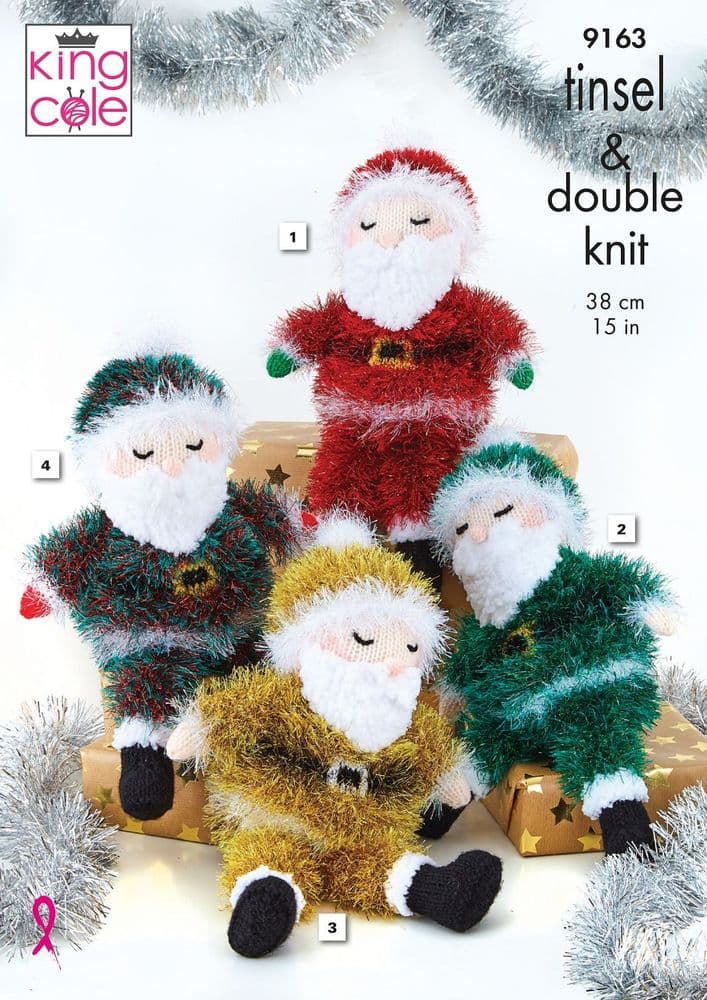 King Cole Tinsel Sleeping Santa Knitting Pattern 9163