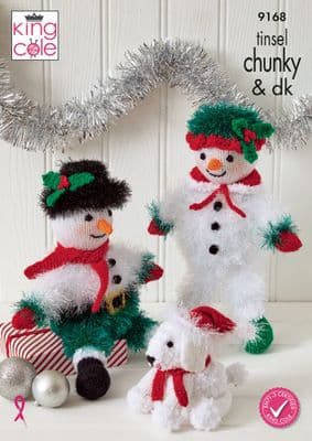 King Cole Tinsel Snowmen Snowdog 9168 Knitting Pattern