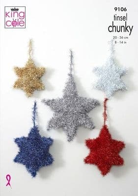 King Cole Tinsel STARS Christmas Knitting Pattern 9106