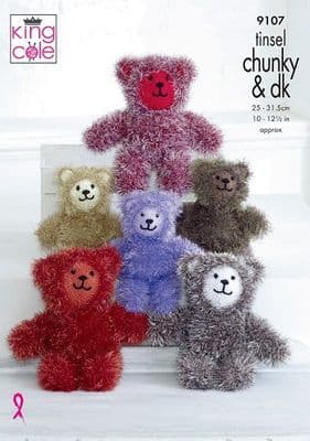 King Cole Tinsel TEDDIES Knitting Pattern 9107