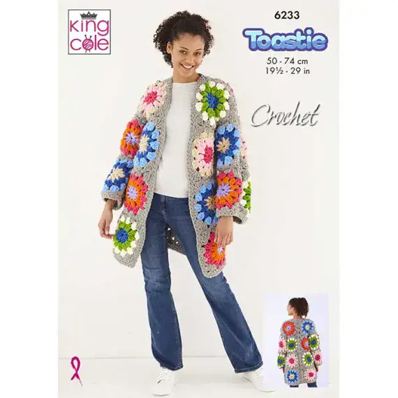 King Cole Toastie Granny Square Coatigans 6233 Crochet Pattern