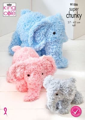 King Cole Tufty 9186 Elephants Knitting Pattern