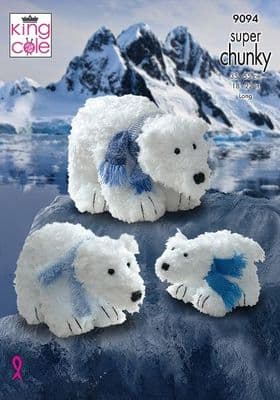 King Cole Tufty Polar Bear Knitting Pattern 9094