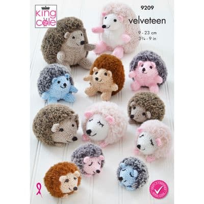 King Cole Velveteen 9209 Hedgehogs Toy Knitting Pattern