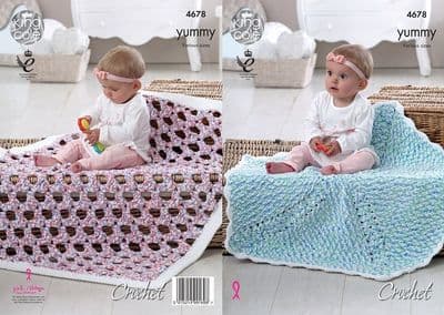 King Cole Yummy Blankets Crochet Pattern 4678