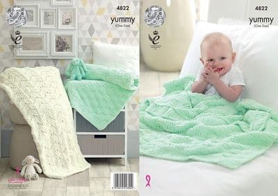 King Cole Yummy Blankets Knitting Pattern 4822