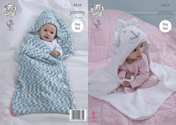 King Cole Yummy Cocoon Blanket Knitting Pattern 4534 DISCONTINUED