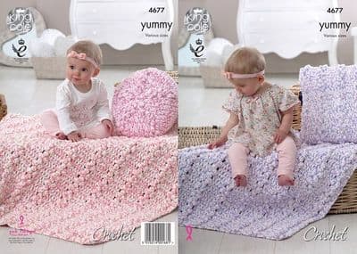 King Cole Yummy Crochet Cushions Blankets Pattern 4677