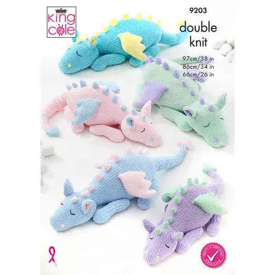 King Cole Yummy Dragons Toys 9203 Knitting Pattern