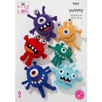 King Cole Yummy Little Monsters Knitting Pattern 9201