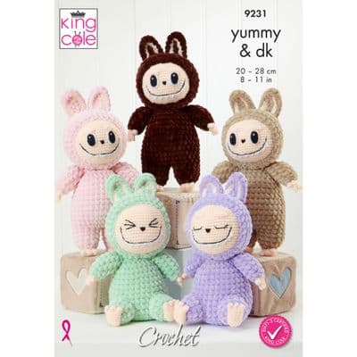 King Cole Yummy Monster Toys Crochet Pattern 9231
