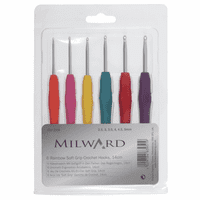 Milward Soft Grip Crochet Hook Set – 6 Colourful Hooks