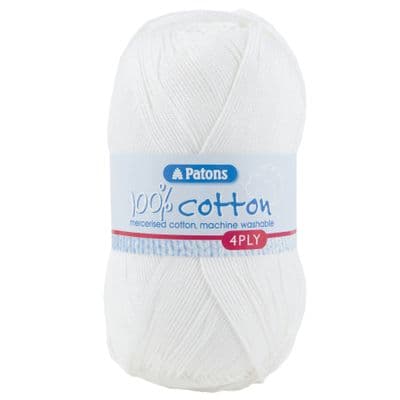 Patons 100% Cotton 4ply 1691 White Yarn