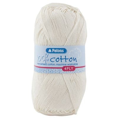 Patons 100% Cotton 4ply 1692 Cream Yarn