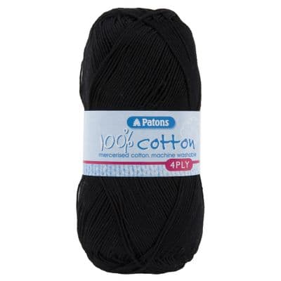 Patons 100% Cotton 4ply 1712 Black Yarn
