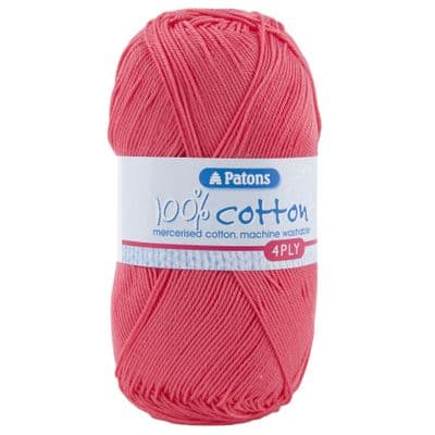 Patons 100% Cotton 4ply 1725 Bright Pink Yarn