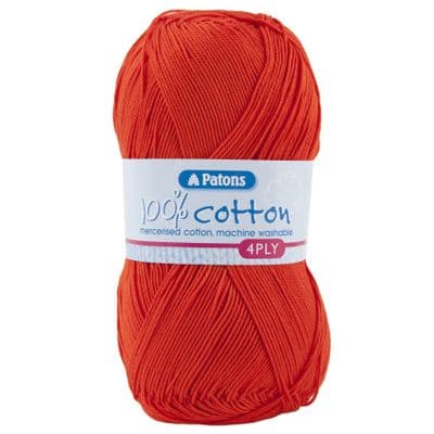 Patons 100% Cotton 4ply Yarn 1750 Tomato Red
