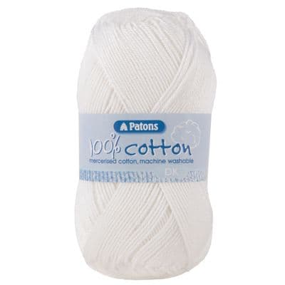 Patons 100% Cotton DK Yarn 2691 White