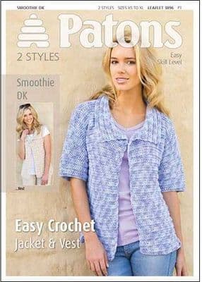 Patons Easy Crochet Jacket Vest Smoothie DK Crochet Pattern 3896