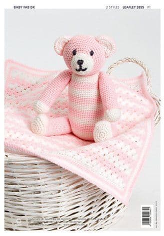 Patons Easy Crochet Teddy Bear Pram Rug Fab DK Pattern 3895 REDUCED