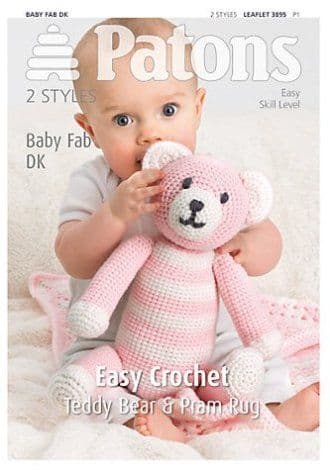 Patons Easy Crochet Teddy Bear Pram Rug Fab DK Pattern 3895 REDUCED