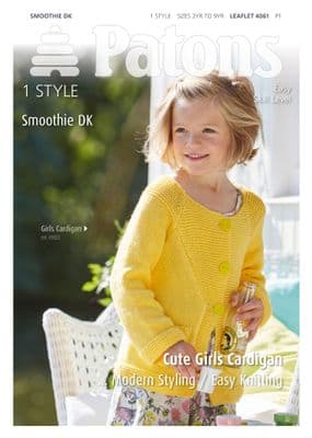 Patons Smoothie DK Knitting Pattern 4061 Girls Cardigan