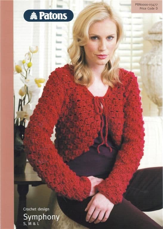 Patons Symphony Long Sleeve BOLERO Crochet Pattern 3477