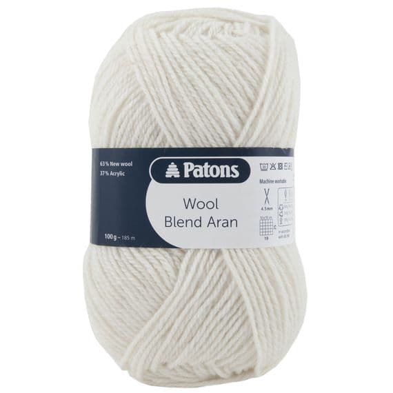 Patons Wool Blend Aran 002 Cream Yarn