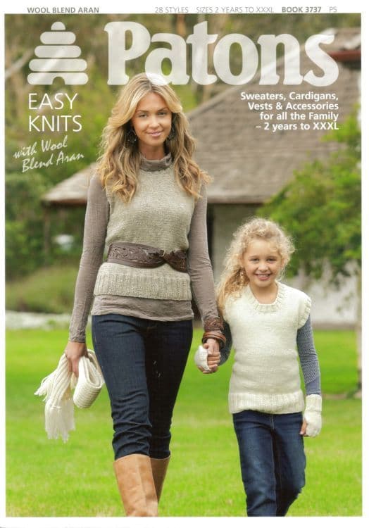 Patons Wool Blend Aran Family Knitting Pattern Book 3737