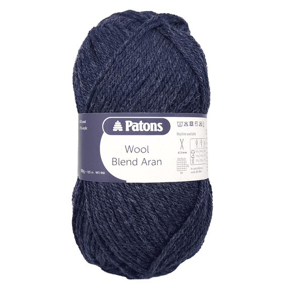 Patons Wool Blend Aran Yarn 052 Navy Tweed