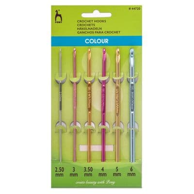 Pony Coloured Aluminium Crochet Hook Set 6