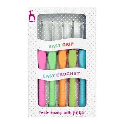 Pony EASY GRIP Colourful Crochet Hooks 5 Set