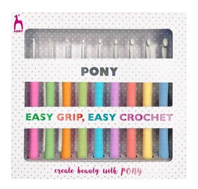 Pony EASY GRIP Colourful Crochet Hooks 9 Set
