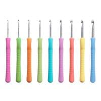 Pony Easy Grip Colourful Crochet Hooks – 9 Set Flat Grip