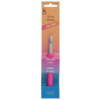 Pony Easy Grip Crochet Hook with Flat Thumb/Finger 10mm