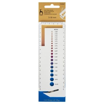 Pony Knitting Gauge, Tension Square & Ruler 2mm-10mm