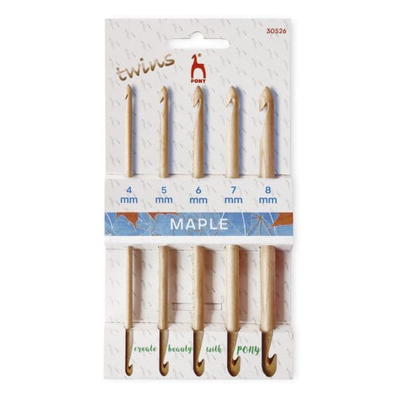 Pony Maple Double Ended Crochet Hook Set Wooden 30526