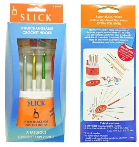 Pony SLICK Crochet Hook Set Interchangeable