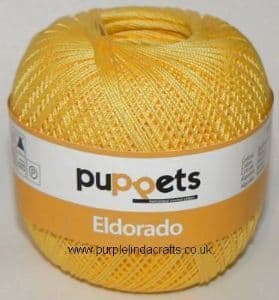 Puppets Eldorado No.16 Crochet Cotton 7516 Yellow 50g