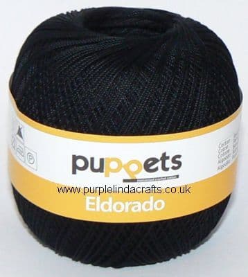 Puppets Eldorado No10 Crochet Cotton 4251 BLACK 50g