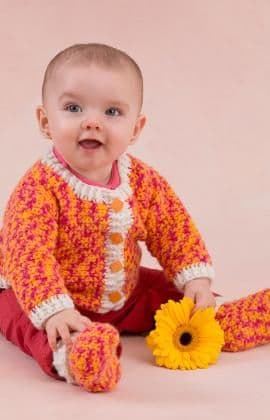 Red Heart ANNE GEDDES Baby Cardigan and Booties Crochet Pattern FREE