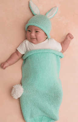 Red Heart ANNE GEDDES Bunny Cocoon and Hat Knitting Pattern FREE