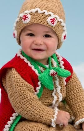 Red Heart ANNE GEDDES Gingerbread Baby Crochet Pattern FREE